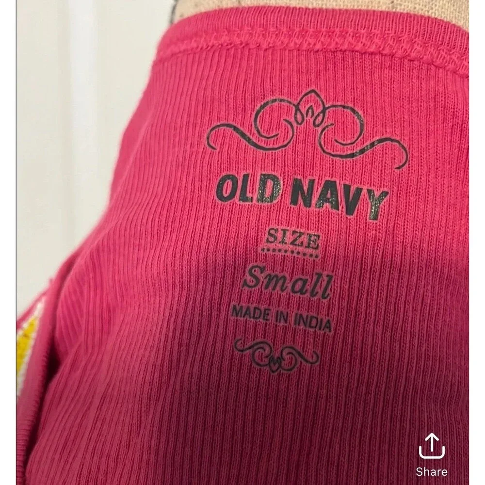 NWT small pink tank top old navy beaded 1549 - Picture 3 of 4